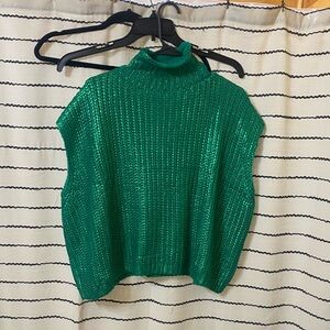 She + Sky Green Metallic Knit Top